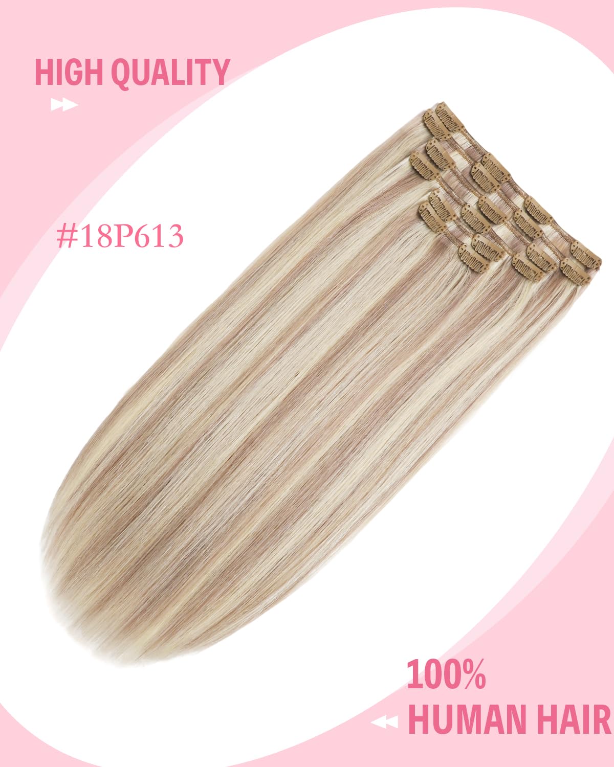 Sindra Clip in Extensions Echthaar Real Human Hair Remy Hair Extension Clip in Haarverlängerung Natürliche 35cm 6pcs 100g Aschblond mit Platinblond Blond C18P613 14Zoll