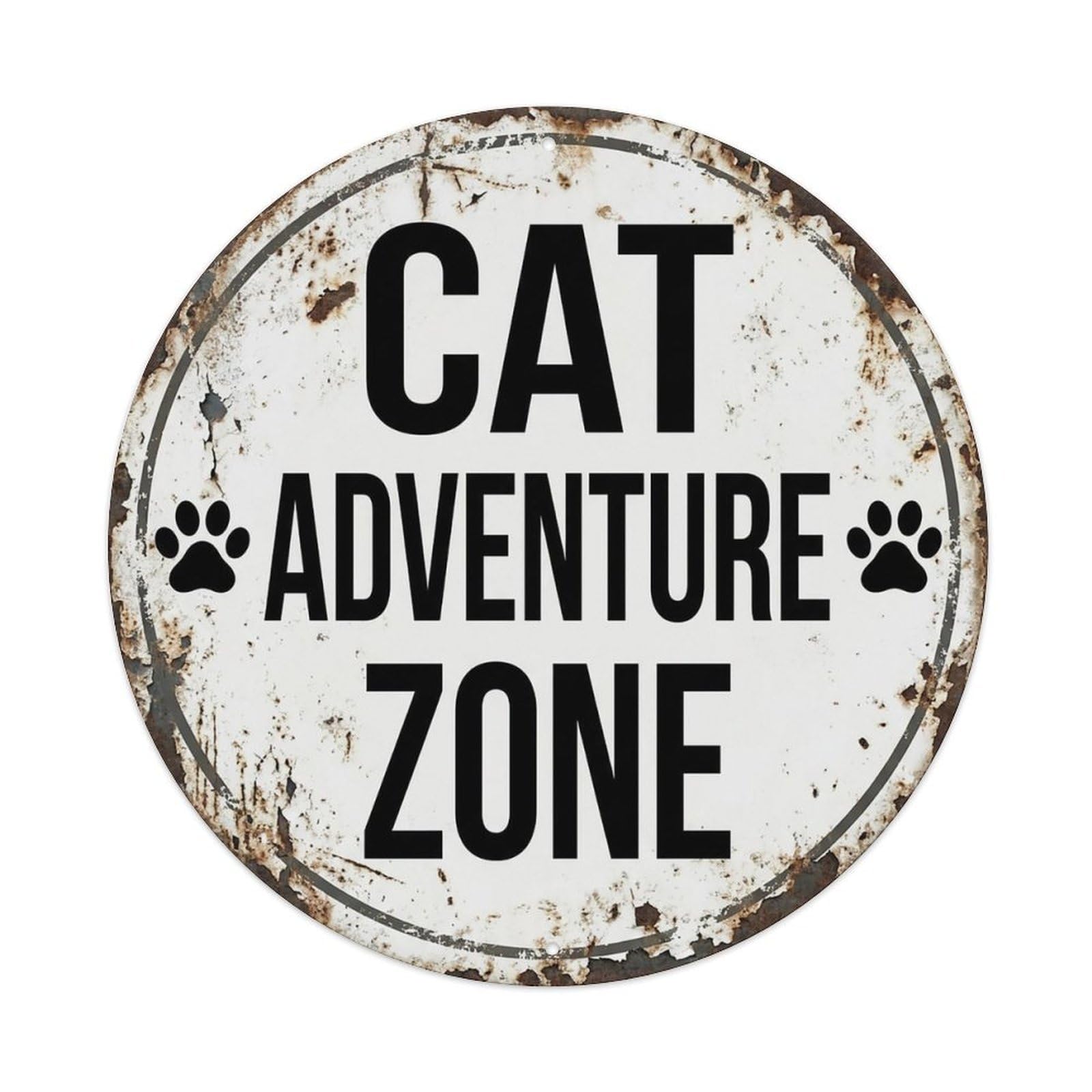 Vintage Cat Adventure Zone Area Vintage Metal Tin Sign Plaque Wall Decor for Cafe, Club Bar, Office, Garden Metal Poster 8x8Inch