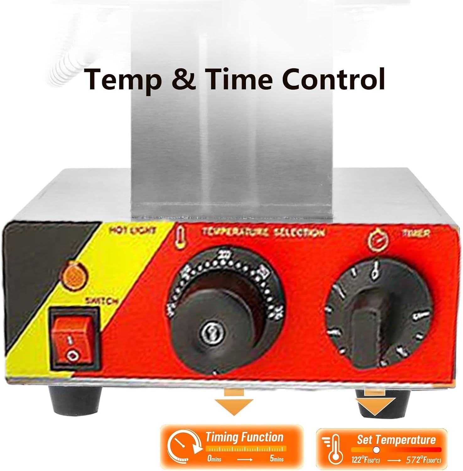 Máquina de gofres de burbujas comercial, 1400 W, acero inoxidable, antiadherente, para huevos de Hong Kong, con control de tiempo y temperatura separados