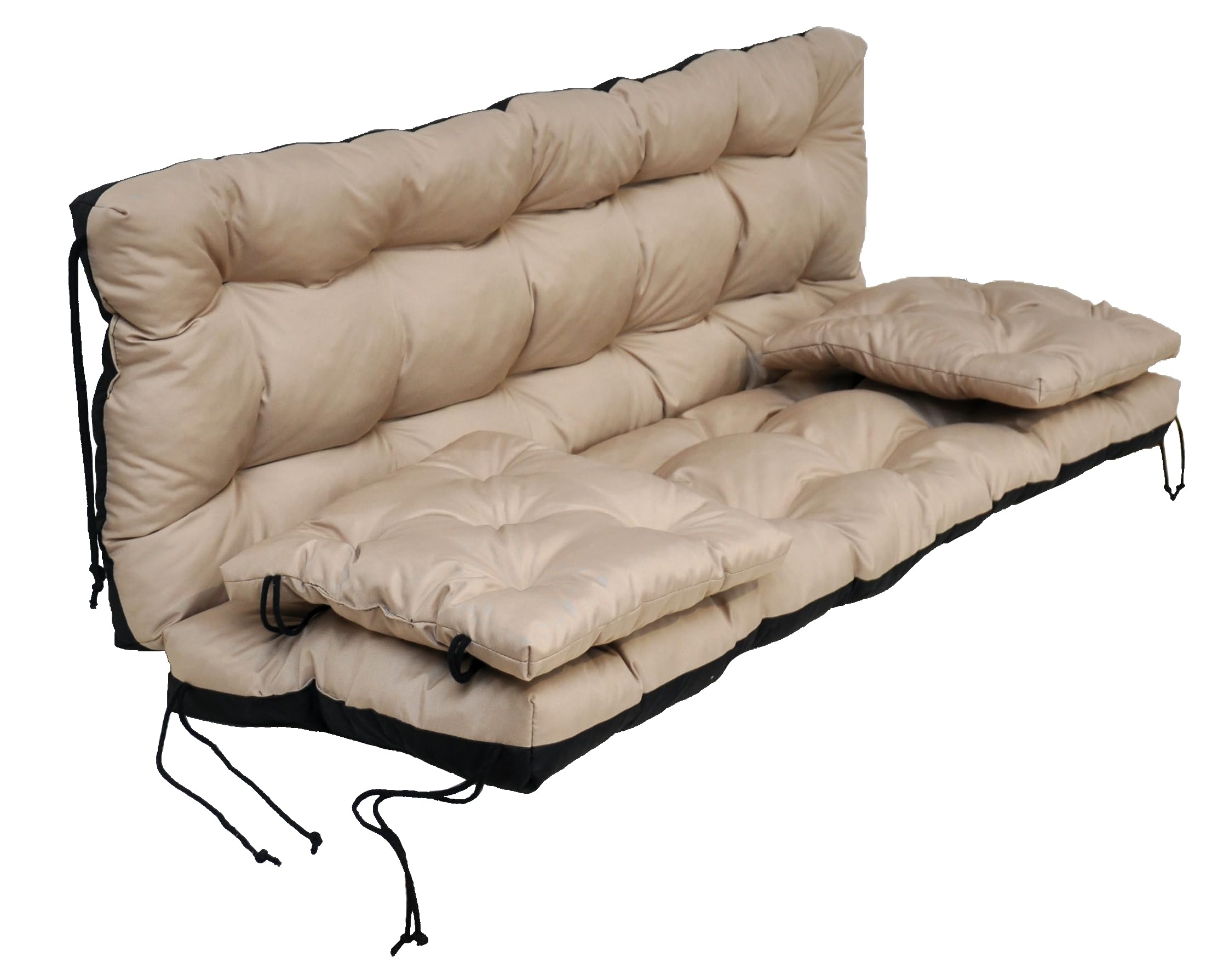 Cojín para columpio de jardín, cojín para columpio de 150 cm, cojín para columpio, cojín para balancín de Hollywood, cojín de jardín, cojín de banco (Beige)