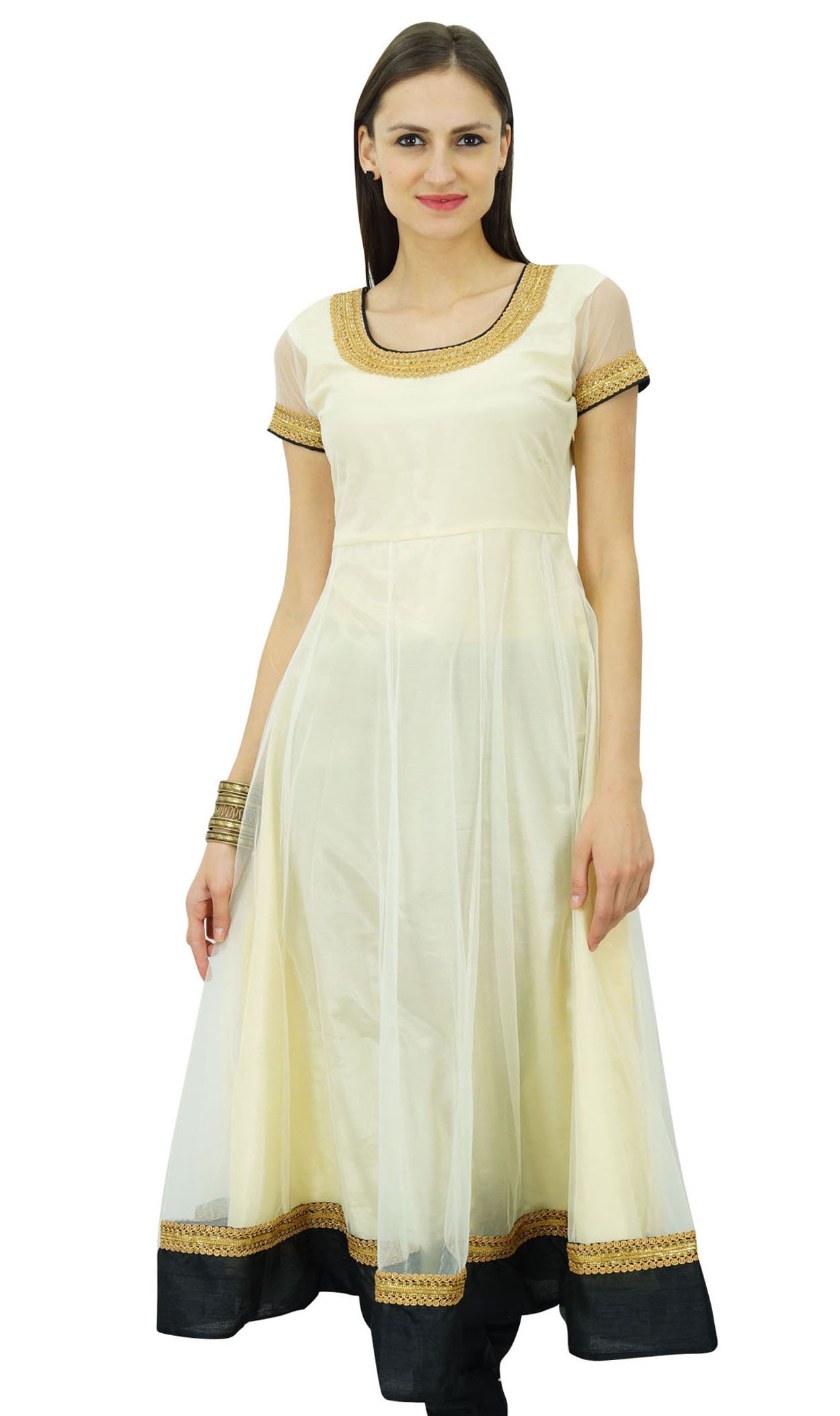 Bimba Women's Flared Net Anarkali Dress Party Wear Indian Kurti Tunic Traditional Kurta
