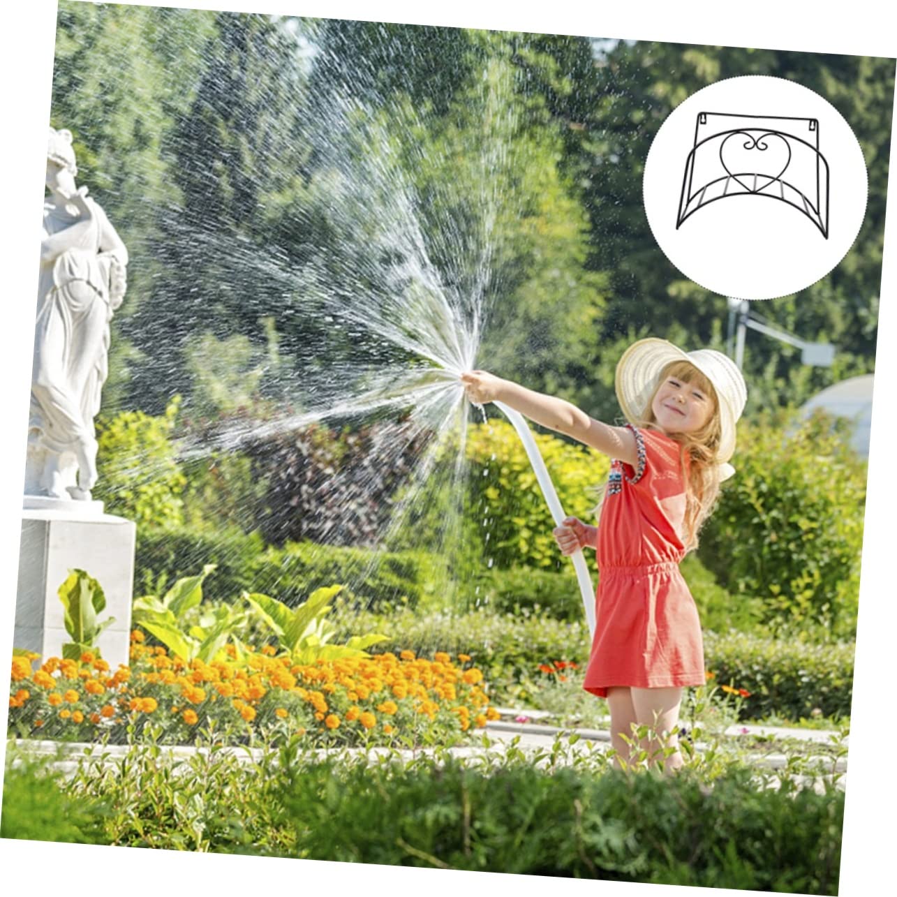 Happyyami 2piezas Colgador Manguera Jardín Soporte Enrollador Hierro Resistente Diseño Antiguo Elegante