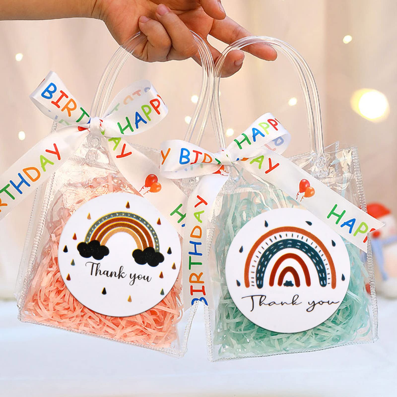 Adesivi Grazie Arcobaleno - 500 Pezzi Autoadesivi Per Regali, Matrimoni E Feste, Diametro 2,5 Cm - Foto 8