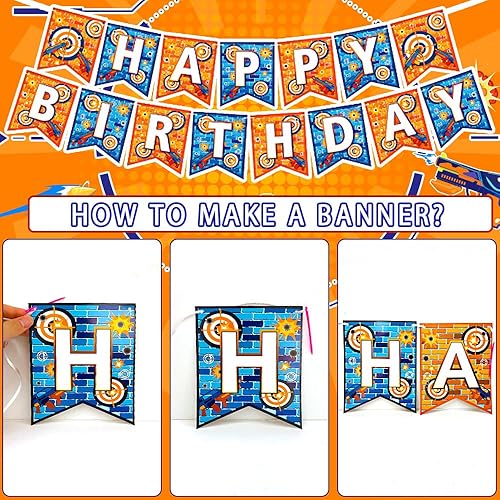 Miniatura 5 de Decoración de cumpleaños de Dart War para 16 invitados, suministros de fiesta de guerra de dardos, platos, tazas, servilletas, mantel, globos de