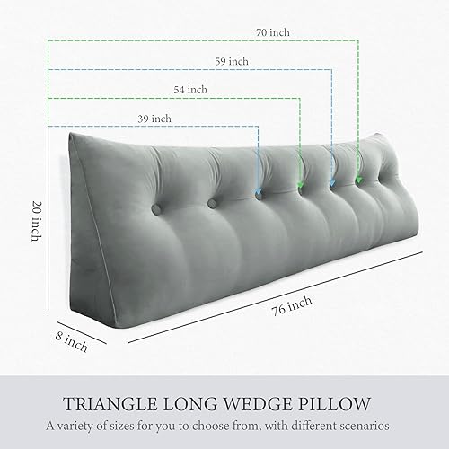 Miniatura 5 de Almohada para Cabecero - Almohada de Cama Grande 3 en 1 como Almohada de Lectura de Cuña, Almohada Grande para Sofá Cama Diurna o Cojín de Respaldo