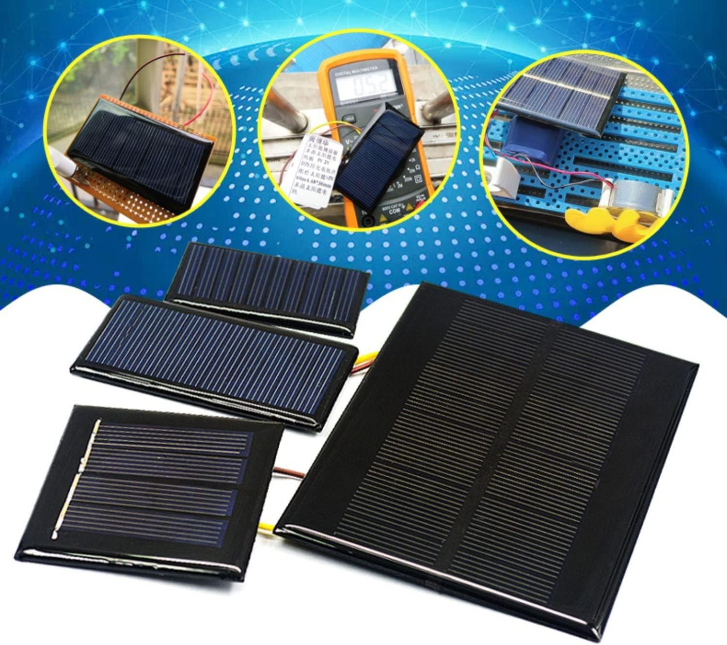 Heyiarbeit 5 Pcs 6V 1W Mini Polysilicon Epoxy DIY Solar Panel Module 110mm x 60mm/4.33" x 2.36" for Cell Charger