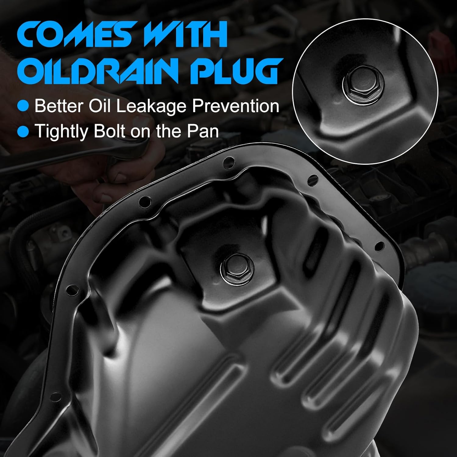 Lower Engine Oil Pan Sump with Drain Plug, Compatible with Toyota 2007-2011 Camry, 2007-2008 Solara, 2006-2008 RAV4 & 2008-2015 Scion xB & 2010-2012 Lexus HS250h, 2.4L Replace#12101-0H050