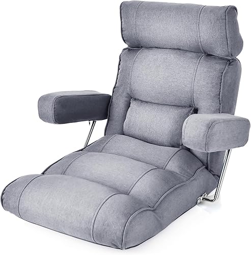 Miniatura 8 de KOMFOTT Sofá plegable ajustable, tumbona tapizada para interiores con reposacabezas ajustable de 6 posiciones, soporte lumbar, asiento extendido,