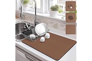 Brown Dish Drying Mat That Protects Kitchen Counter