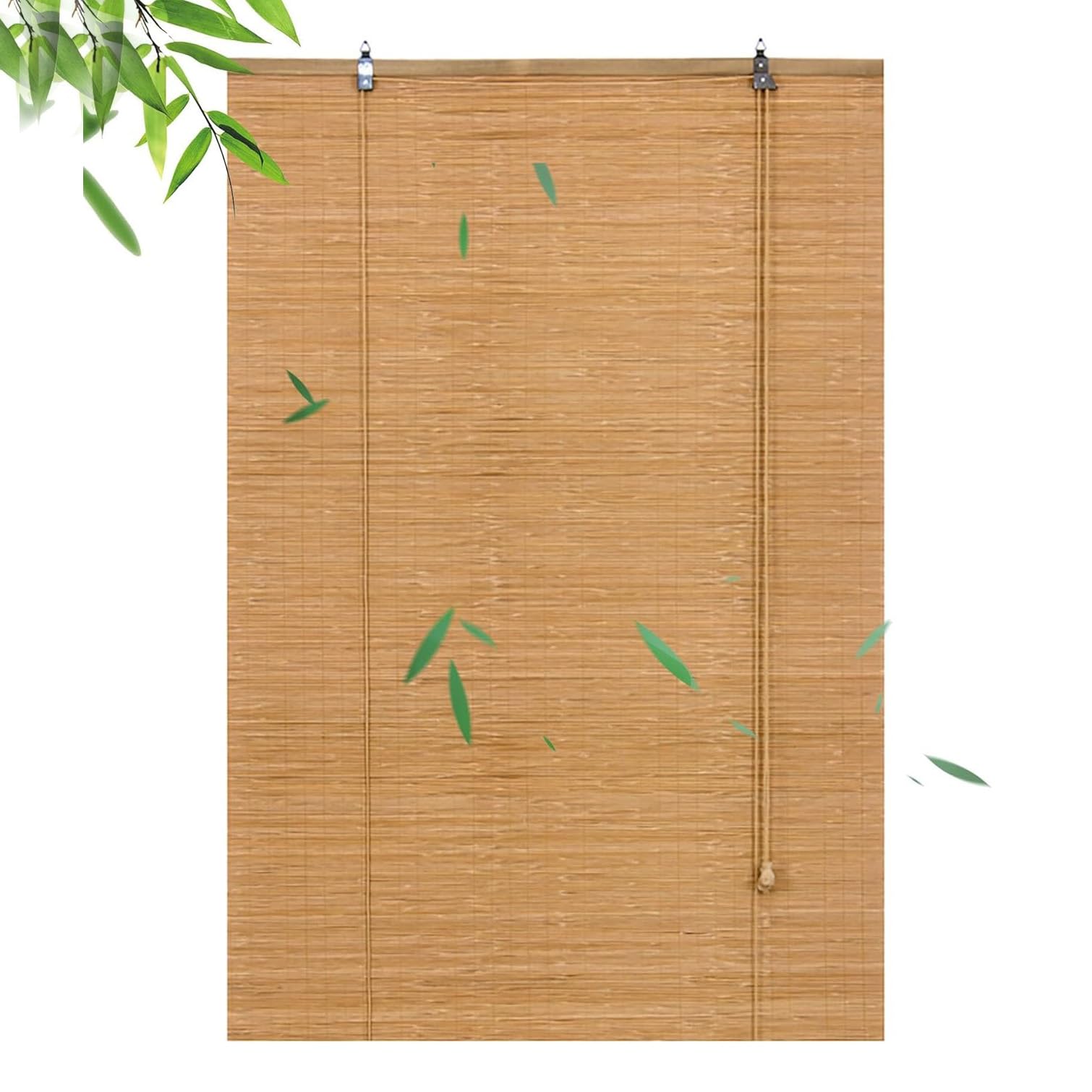 SANJIAOJIA Bamboo Roller Blinds Made to Measure,Bamboo Blinds for Windows,Roman Wooden Blackout Blinds,DayNight Sun Shade Curtain for Indoor,Outdoor,Width x Height (90cm x 130cm(36in x 51in))