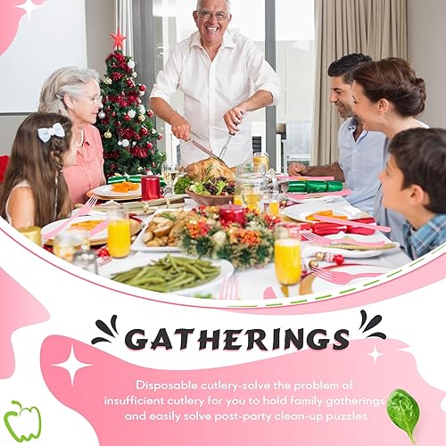 Miniatura 6 de Juego de cubiertos de plástico de 300 piezas juego de cubiertos de plástico de colores que incluye 100 cucharas desechables 100 tenedores de