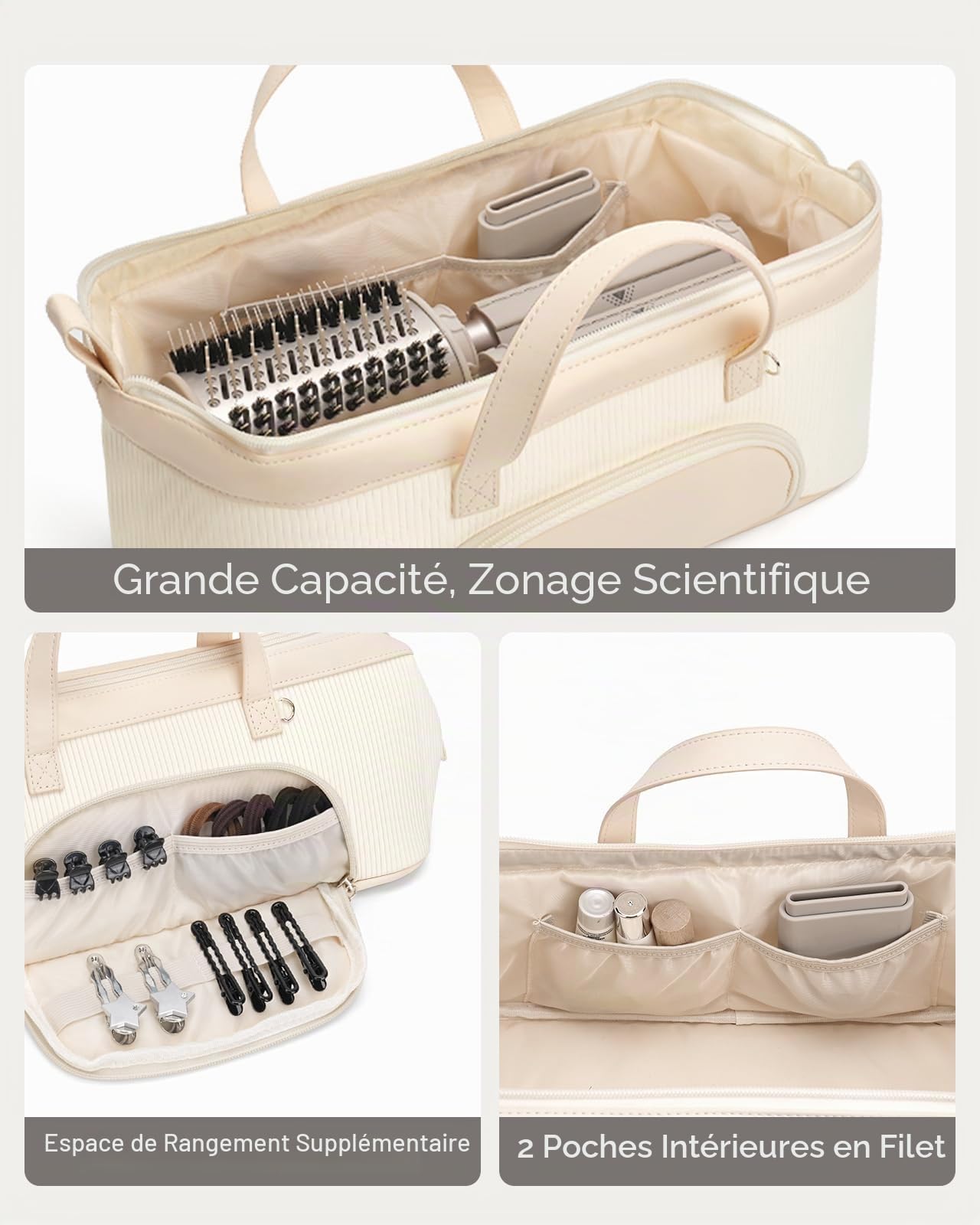 Sac de voyage pour styler Dyson Airwrap/Shark Flexstyle et accessoires, étui de transport pour sèche-cheveux, sac de rangement portable, sac organisateur léger et compact avec poche extérieure