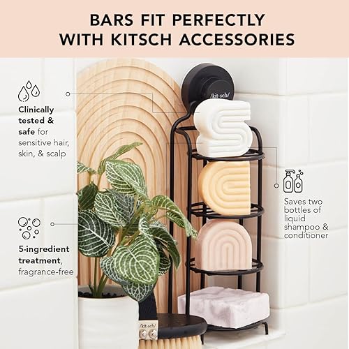 Miniatura 2 de Kitsch Barra de champú 2 en 1 y gel de baño – Ultra sensible, vegano y natural, fórmula de 5 ingredientes en barra de jabón para cabello y cuerpo –