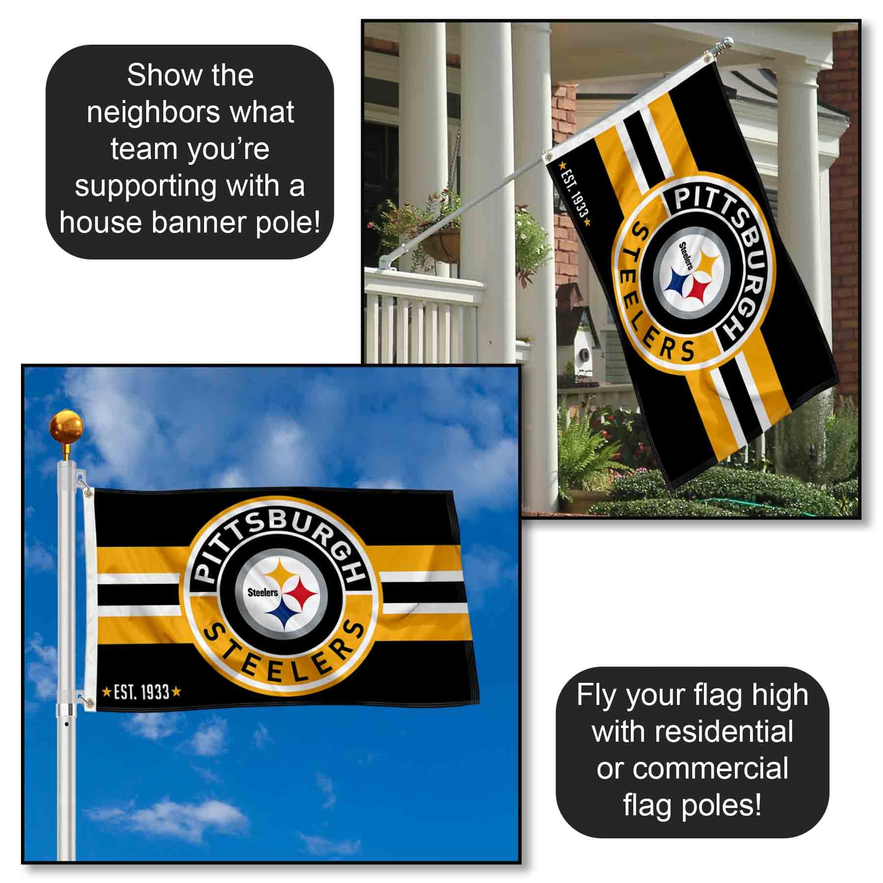 WinCraft Pittsburgh Steelers Patch Button Circle Logo Bandiera Grande 3x5 Banner