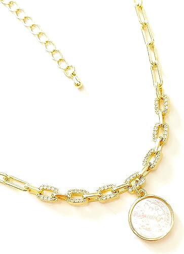 Miniatura 7 de SIFRIMANIA Paper Clip Cubic Zirconia Evil Eye Chain Saint Benedict Small Shell Medal Choker Necklace