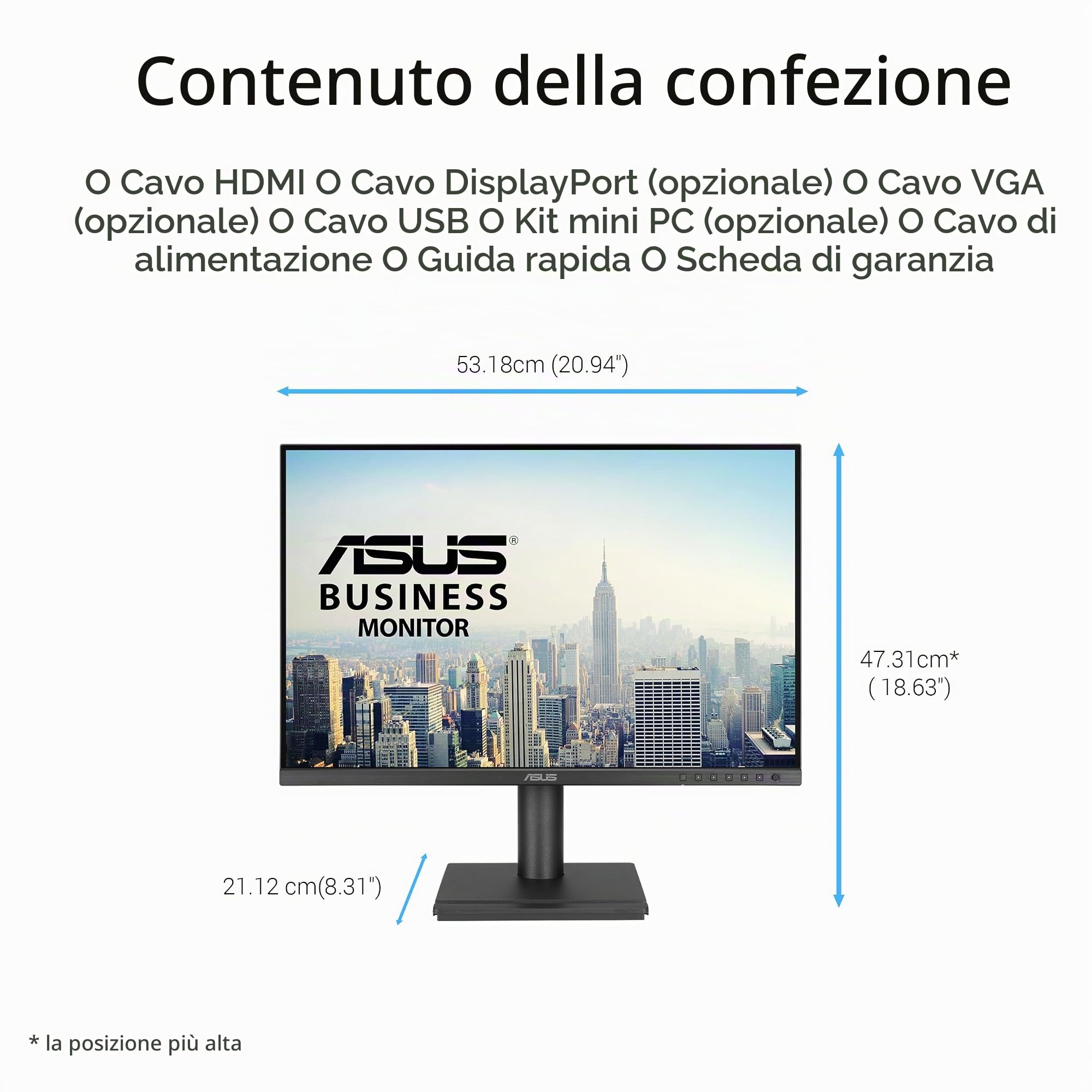 ASUS BE248QF, Monitor Business da 24”, WUXGA IPS (1920x1200), Nero | HDMI, Frameless, Microfono e Speaker Integrati, Design Ergonomico, Eye Care, Bassa Luce Blu, Montabile a Parete