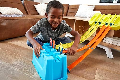 Miniatura 8 de Hot Wheels Track Builder - Caja de almacenamiento múltiple de 10 pies de pista conectores lanzador auto fundido a presión portátil a partir de 4 años