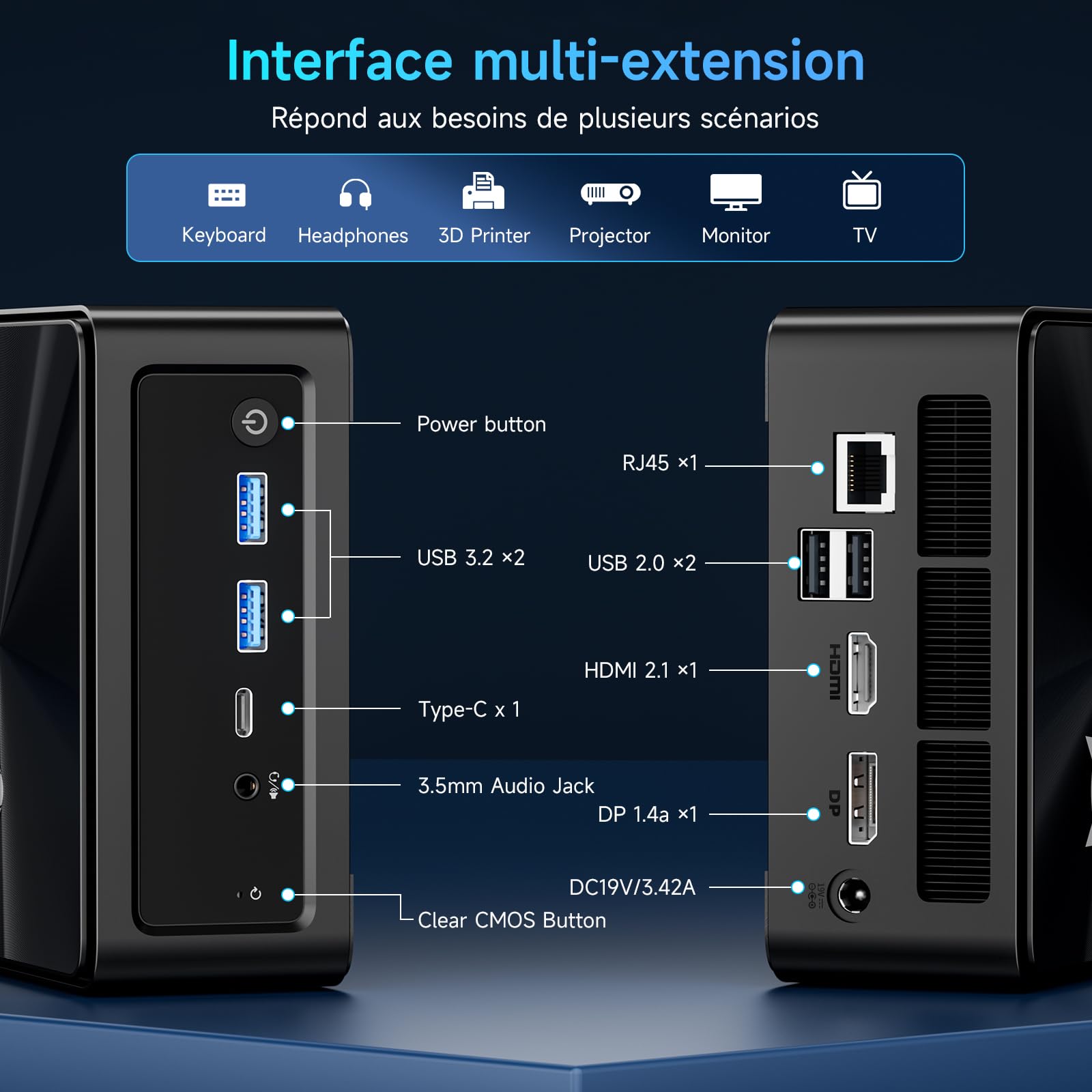 BMAX Mini PC B9Power Intel Core i9 12900H 24 Go RAM LPDDR5 1 to SSD NVMe Ordinateur Bureau Triple Affichage 4K WiFi 6 Bluetooth 5.2