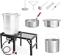 ROVSUN 30QT Turkey Fryer & 10QT Fish Fryer Kit with 55,000 BTU Propane Stove - Outdoor Deep Fryer with Baskets & Accessories