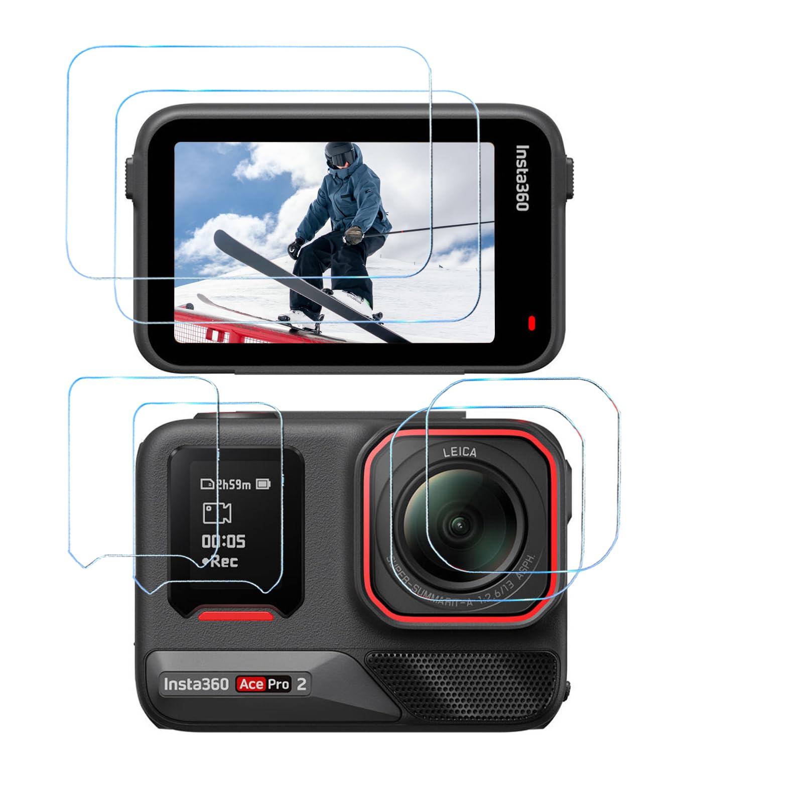 Pellicola protettiva per display Ace Pro 2-2 Pack per obiettivo e protezione schermo per Ace Pro 2 accessori, vetro temperato 9H, durezza HD, antigraffio, vetro temperato