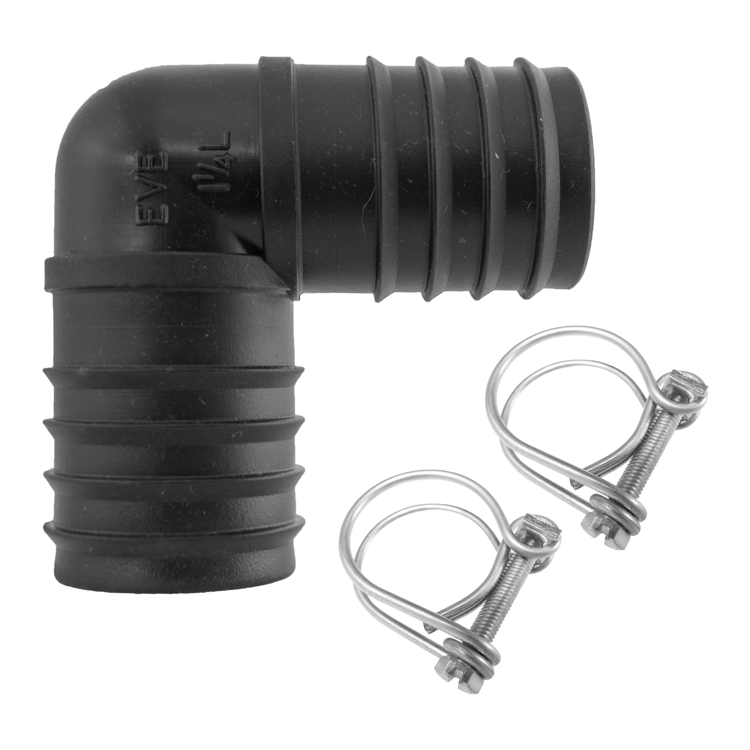 Cost Wise Black 32Mm (1.25") Pond Corrugated Flexible Pipe/Hose Elbow Connector +2 X Matching Double Wire Hose Clips
