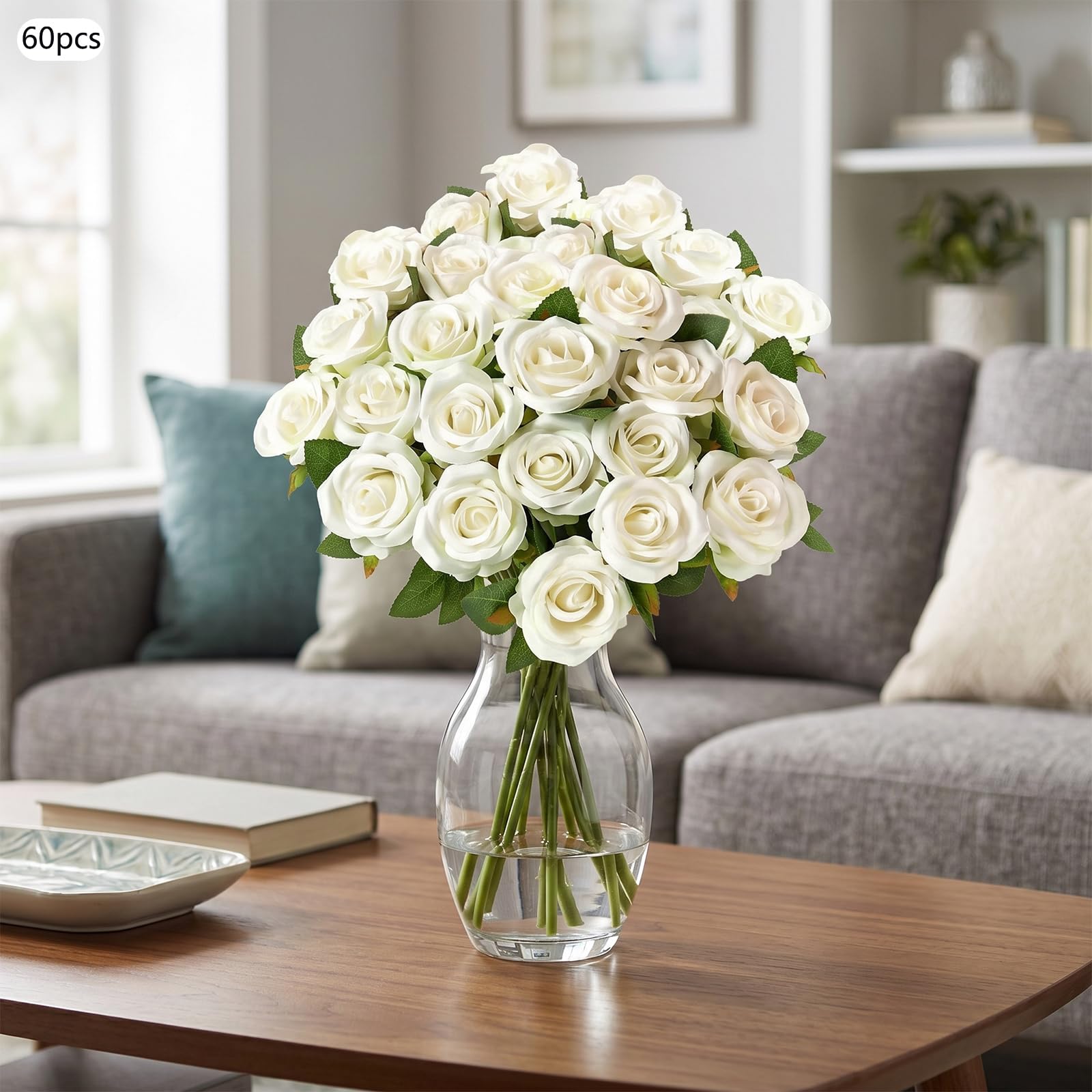 Künstliche Rosen, 60 Stück, Samt, Seide, für Dekoration, Haus, Hochzeit