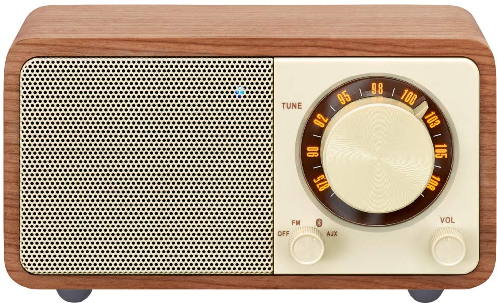 Sangean WR-7WL Wood Cabinet Mini Bluetooth Speaker with FM Tuner and Aux-in Walnut/Wood