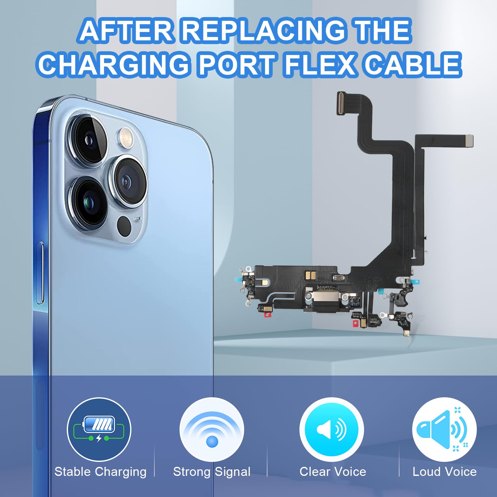 Ladebuchse Für IPhone 14 Pro Max - Charging Port Flex Ersatzteil In Schwarz