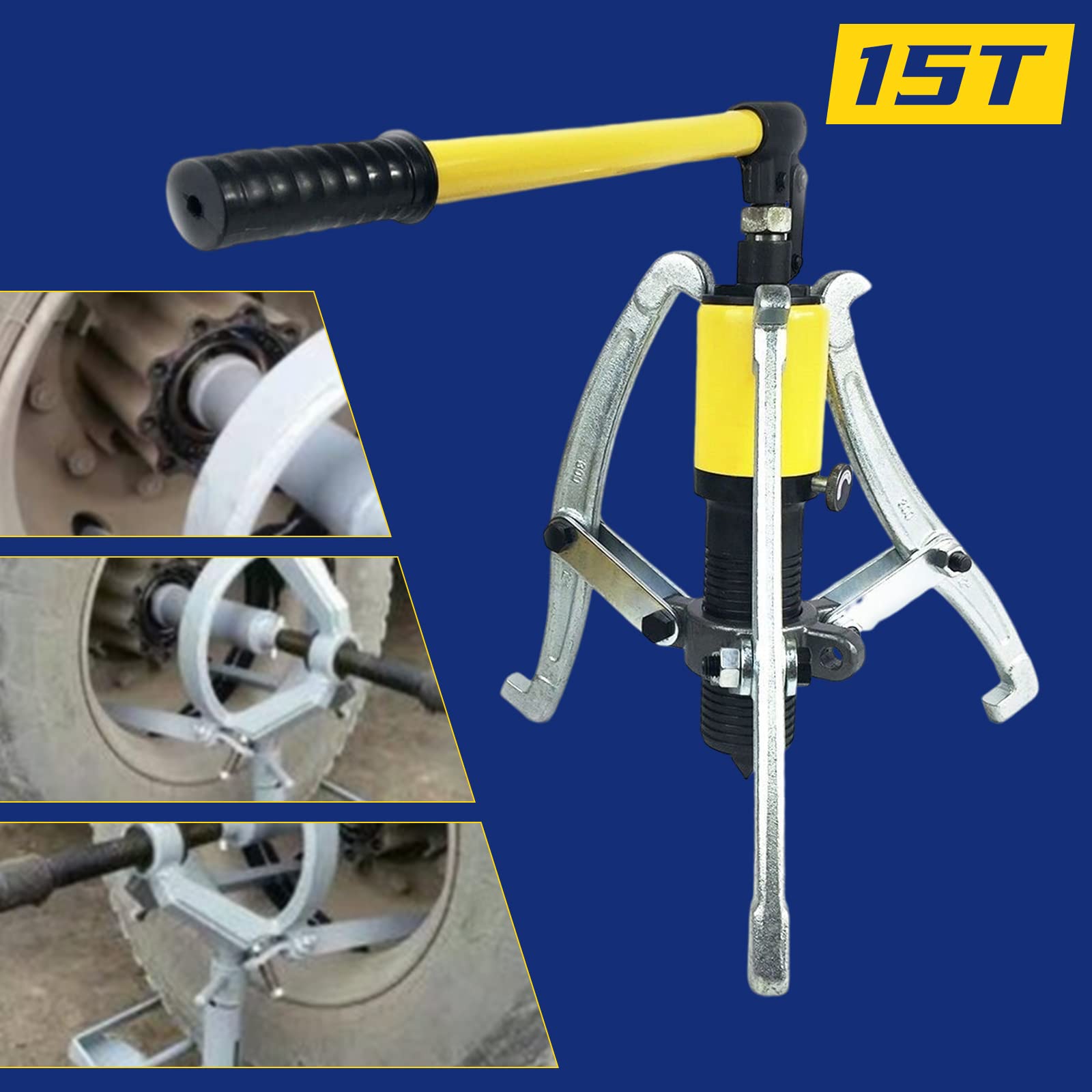 15T 3-Arm Hydraulik Radnaben Polrad Abzieher Satz Hydraulischer Antriebswellen AusdrüCker Set Werkzeug Lager Innenring Lageringe Kit Lagerabzieher Profi Hydraulische AusdrüCkerset Hydraulisch