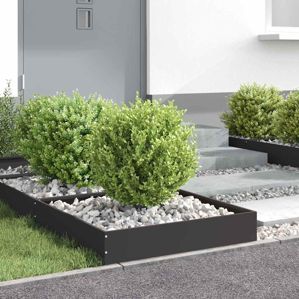 Raseneinfassung aus Stahl, Schwarz, 60 x 60 x 13 cm, 6er Set