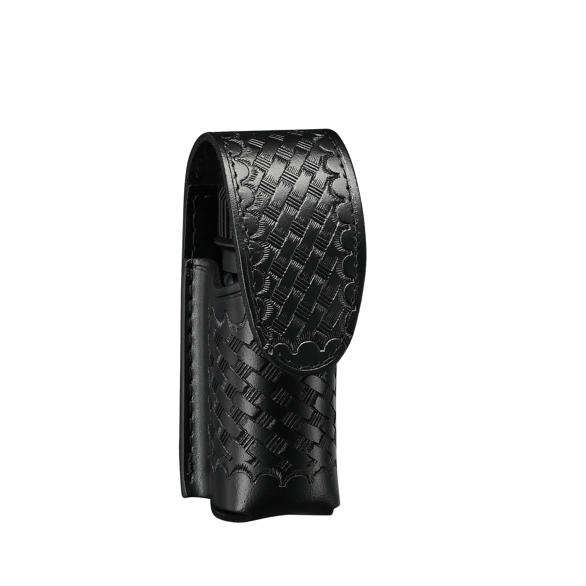 Mace Pepper Spray Holder Black Leather Hidden Snap Basketweave Belt Pouch MK III, adatto fino a 56,7 g