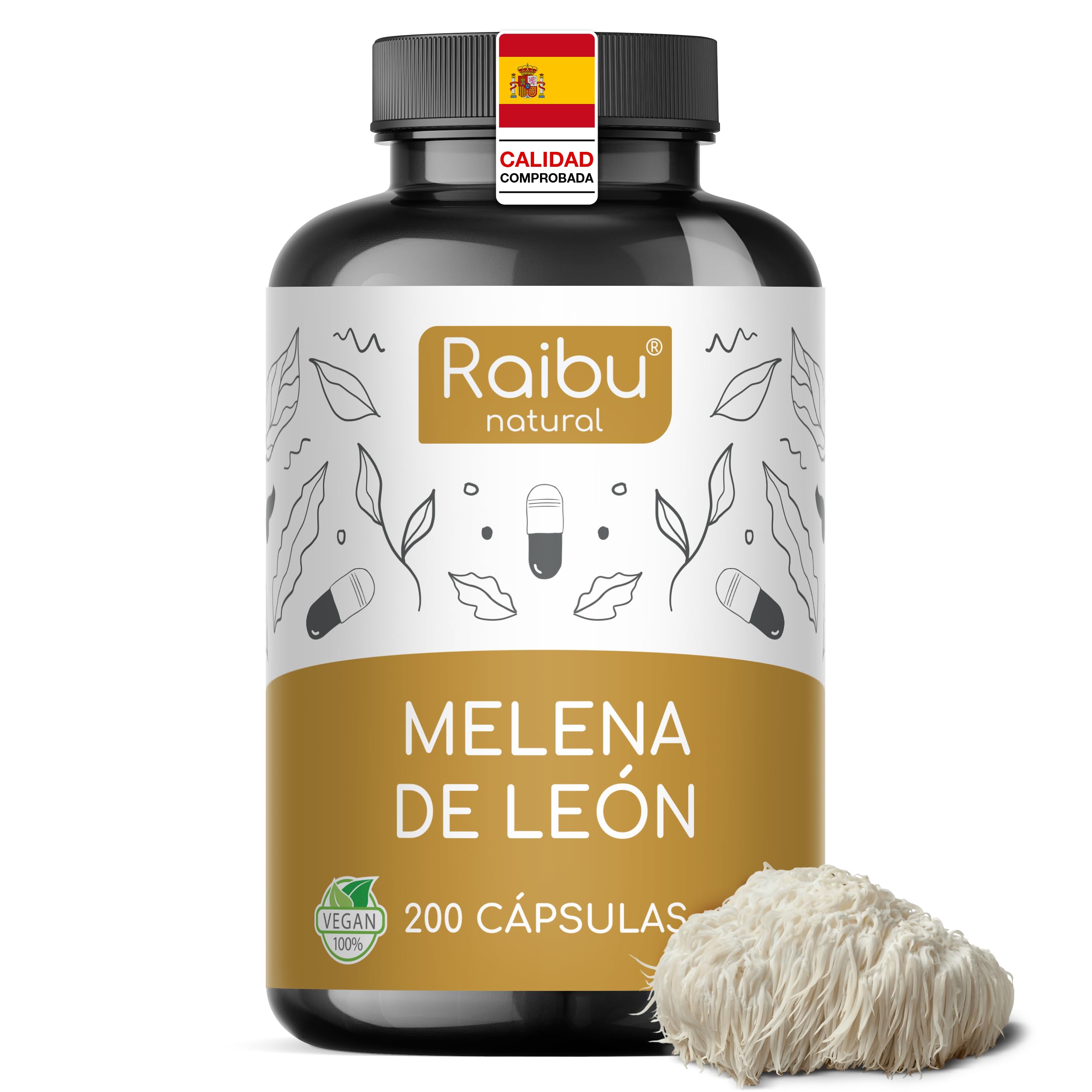 Melena de Leon 58.500 mg (30:1) por dosis diaria - Alta absorción Lions Mane (Hericium erinaceus) con vitamina C y pimienta negra - 30 % polisacáridos, 5 % betaglucanos - Sin OGM y Sin gluten