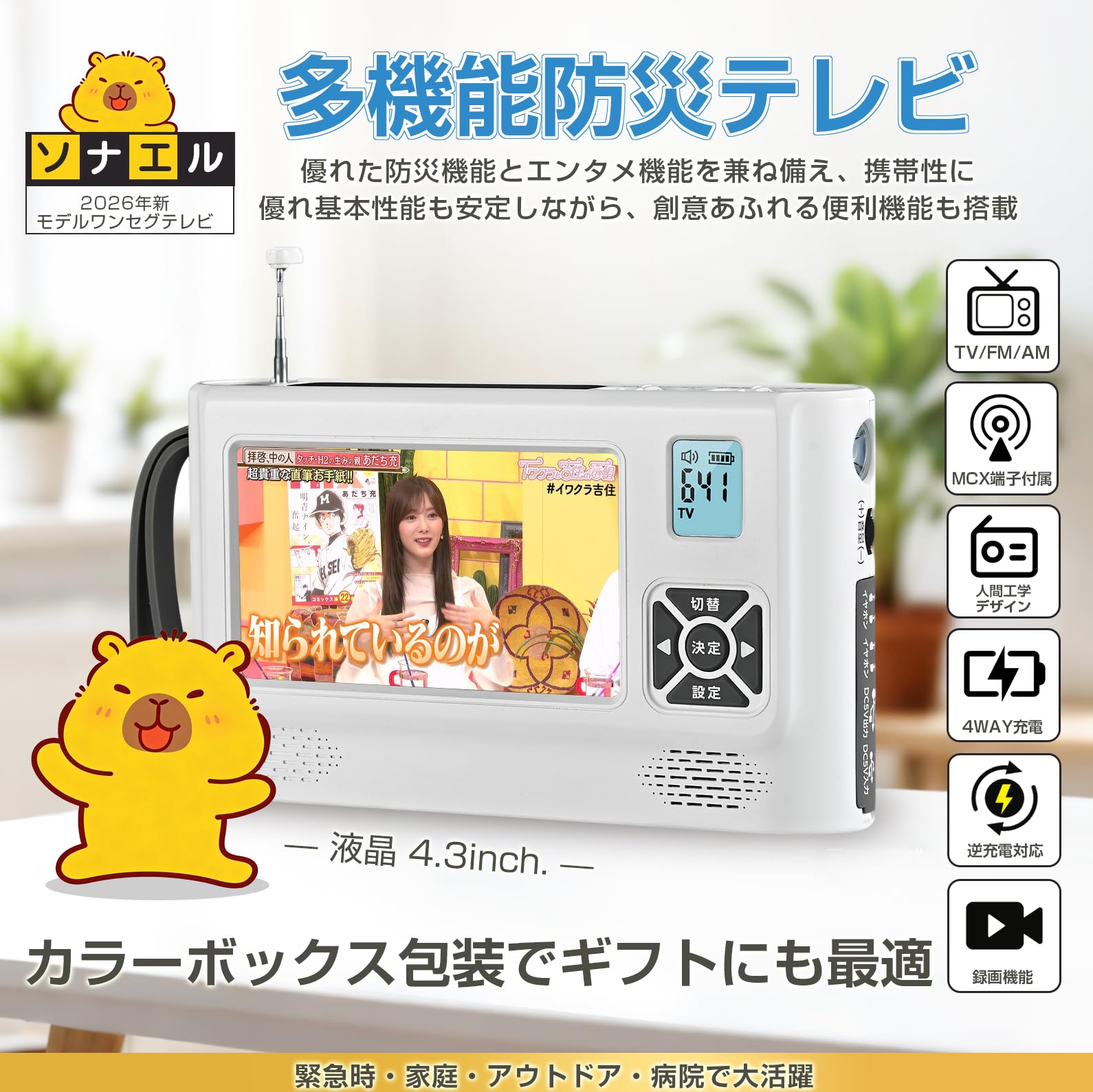 Amazon.co.jp: (2026 Release) 4.3-Inch Portable TV, Disaster