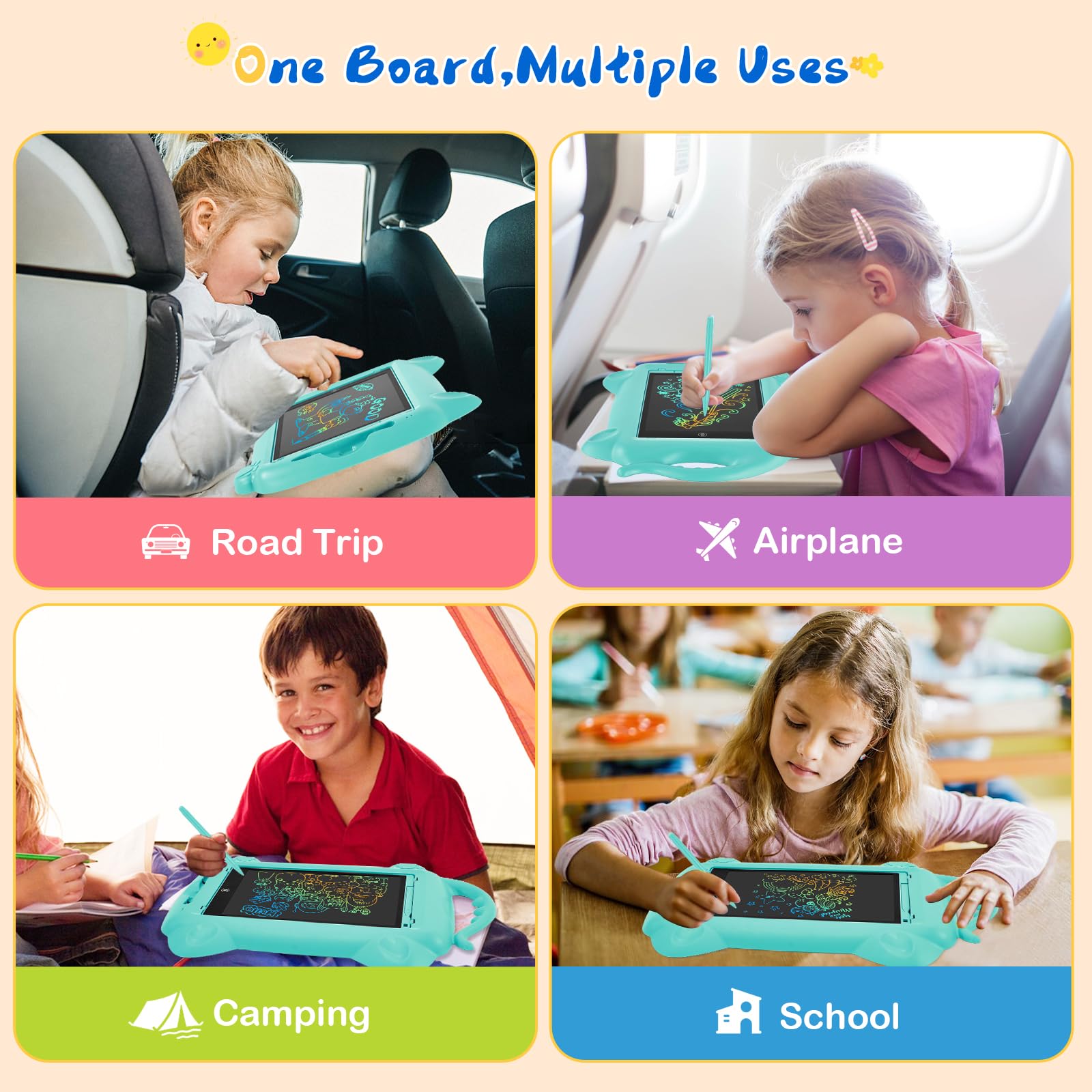 Tavoletta Grafica,PINKCAT Giochi Bambina 2 3 4 5 6 Anni LCD Lavagnetta Cancellabile Bambini 12 Pollici Regalo Bambina Lavagna Magica Appunti Digitali Block Notes Digitale Giocattoli per Bambini