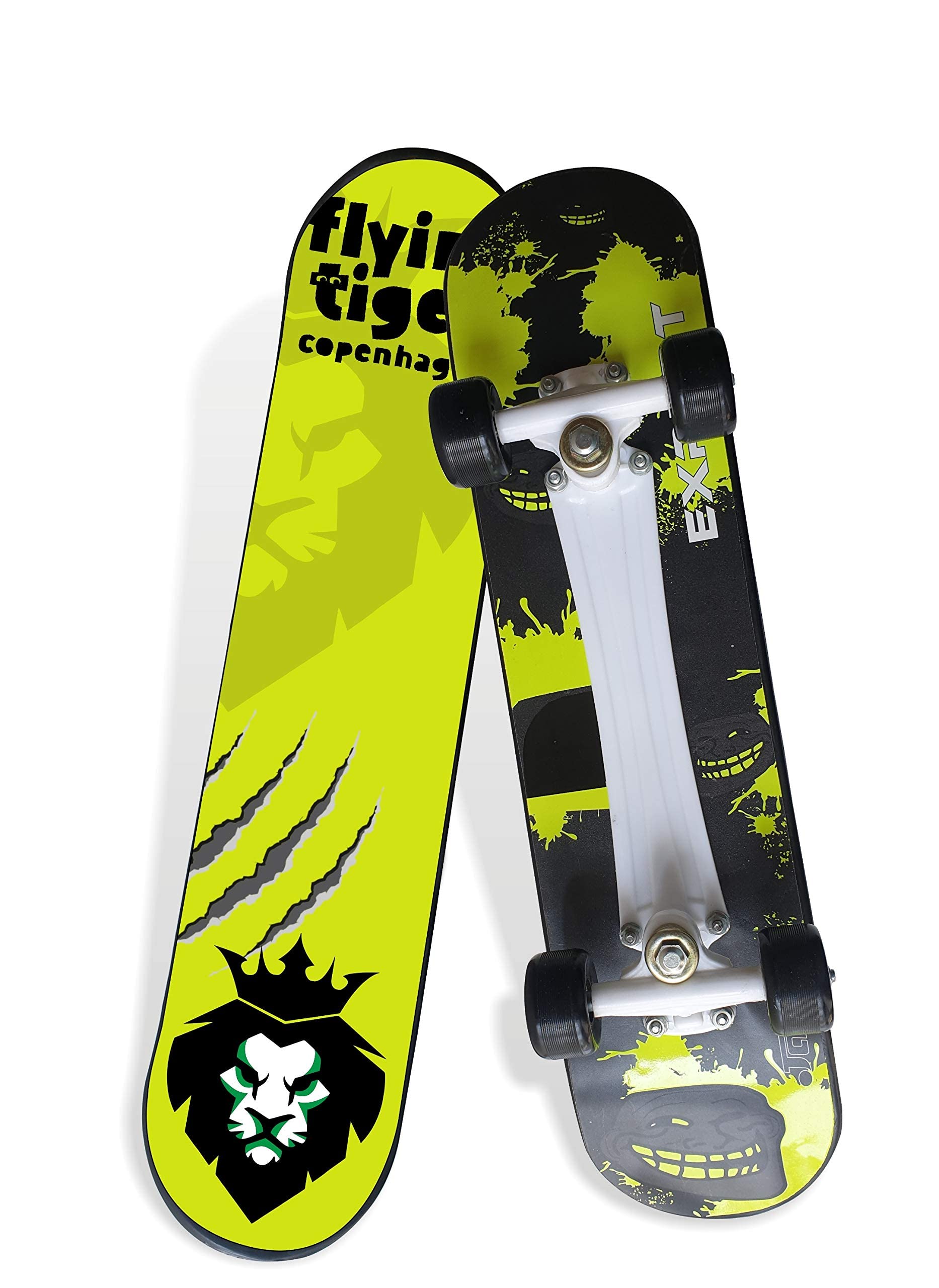 jaspoKickstart 26 Inches Anti Skid Fiber Skateboard for Beginners Upto 12yrs (NEON)