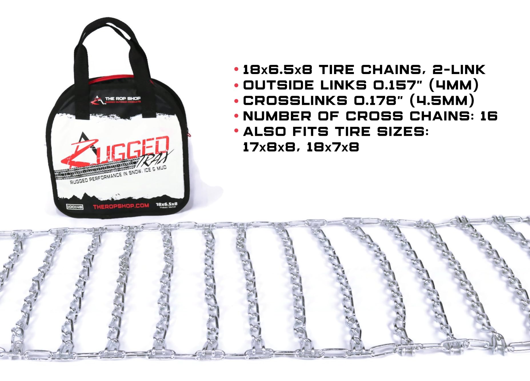 The ROP Shop | Pair of 2 Link Tire Chains 18x6.5x8 for Suzuki & Arctic Cat ATV, UTV, Quad Bikes