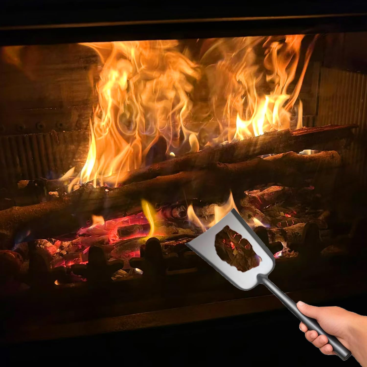 Fireplace Shovel 16" Ash Shovel for Fire Pit Heat Resistant Fireplace Scoop Garden Shovel