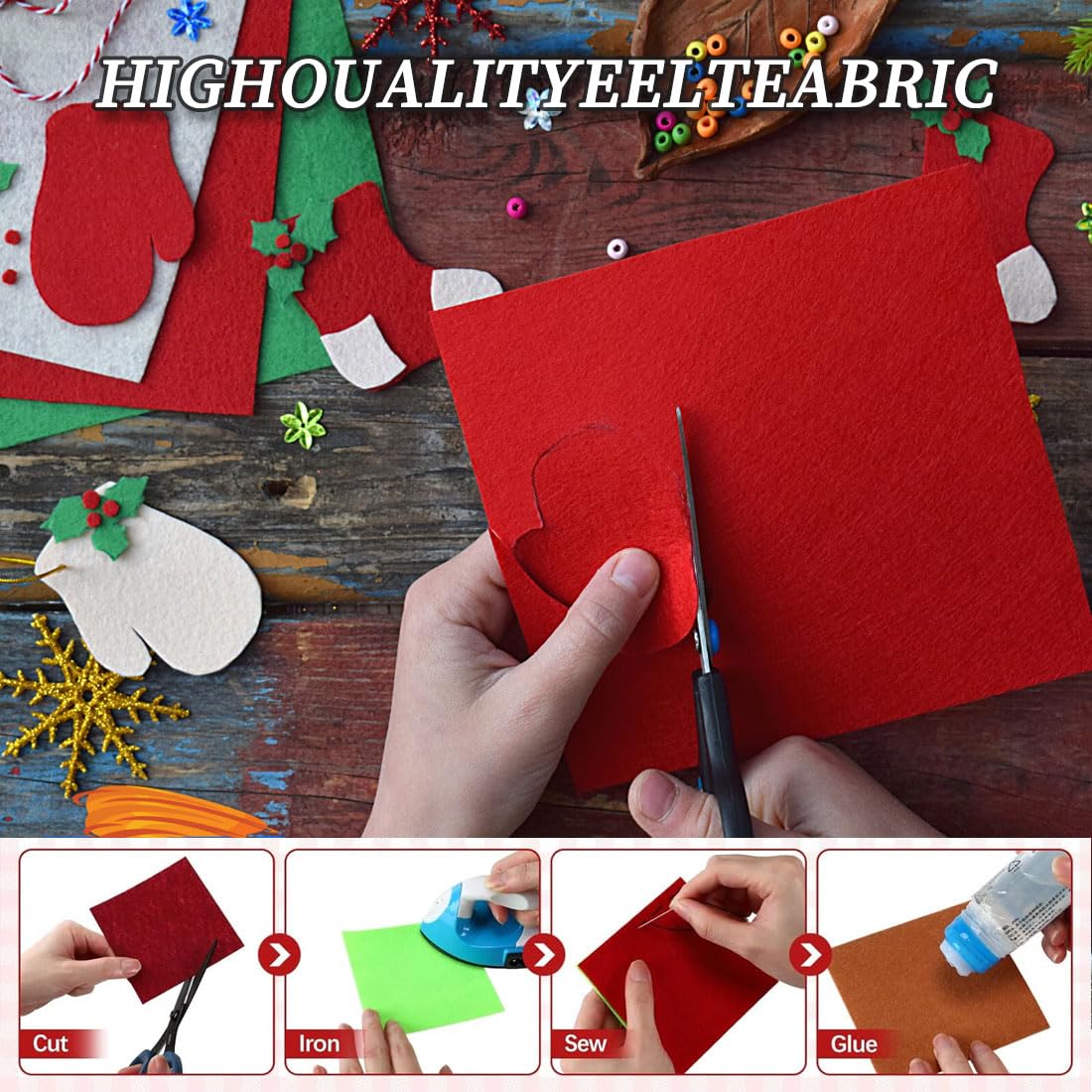 40 Feutrines Multicolores 10x10cm - Tissu Non Tissé Pour Bricolage, Couture, Déco - Loisir Créatif