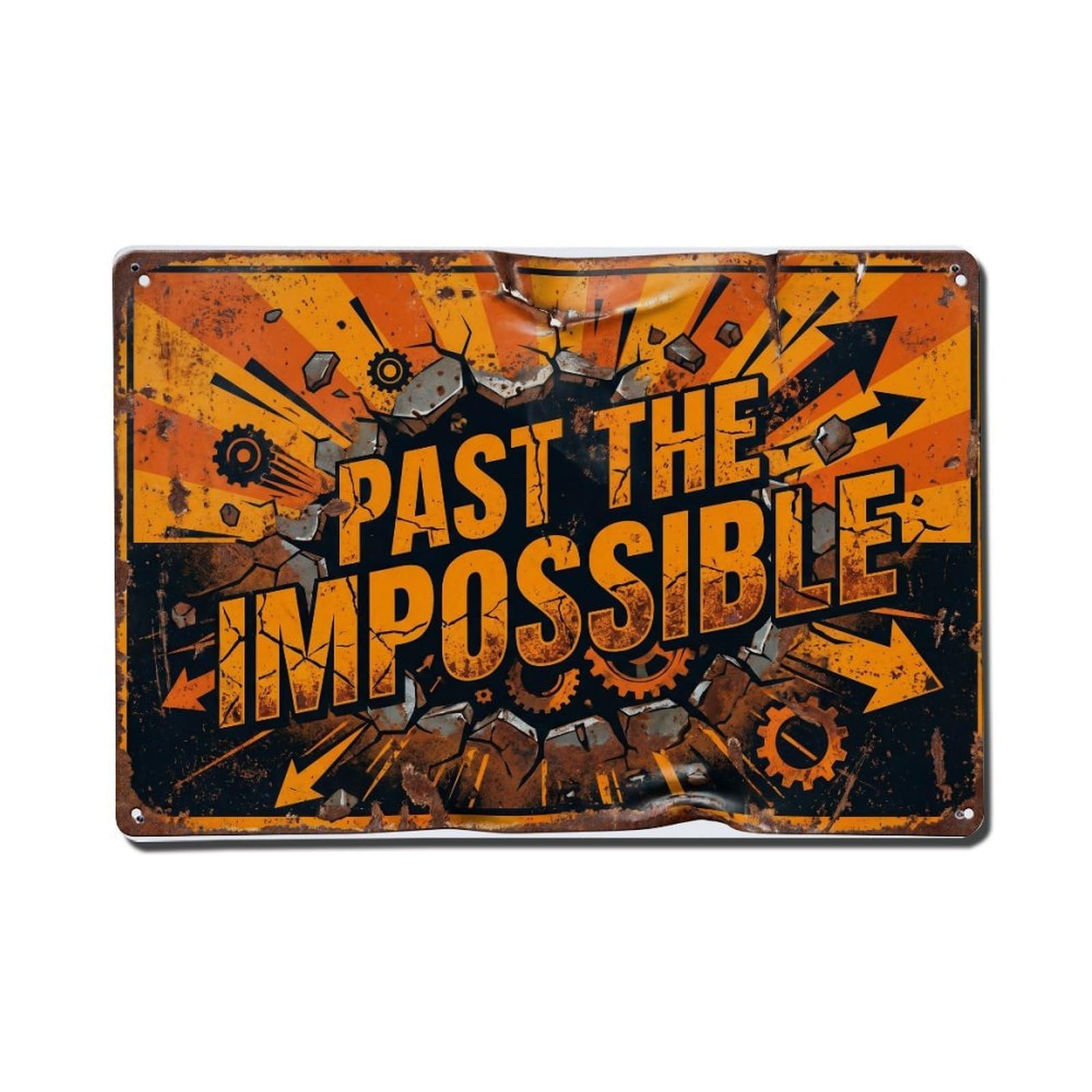 past The Impossible Exceed Retro Motivational Slogans Metal Tin Sign Plaque Wall Decor for Cafe, Club Bar, Office, Home Garden Metal Poster 8x12Inch