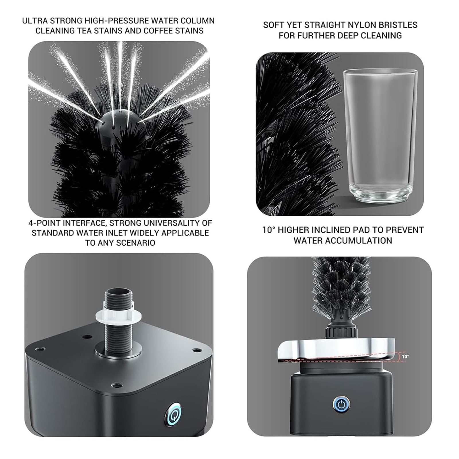 Lavador De Vasos Eléctrico, Limpiador Automático De Vasos Con Interfaz De 4 Puntos, Material ABS Inoxidable 304 Y Duradero, Limpieza a Fondo De 360° a Alta Presión, Para Bar, Cocina, Fregadero