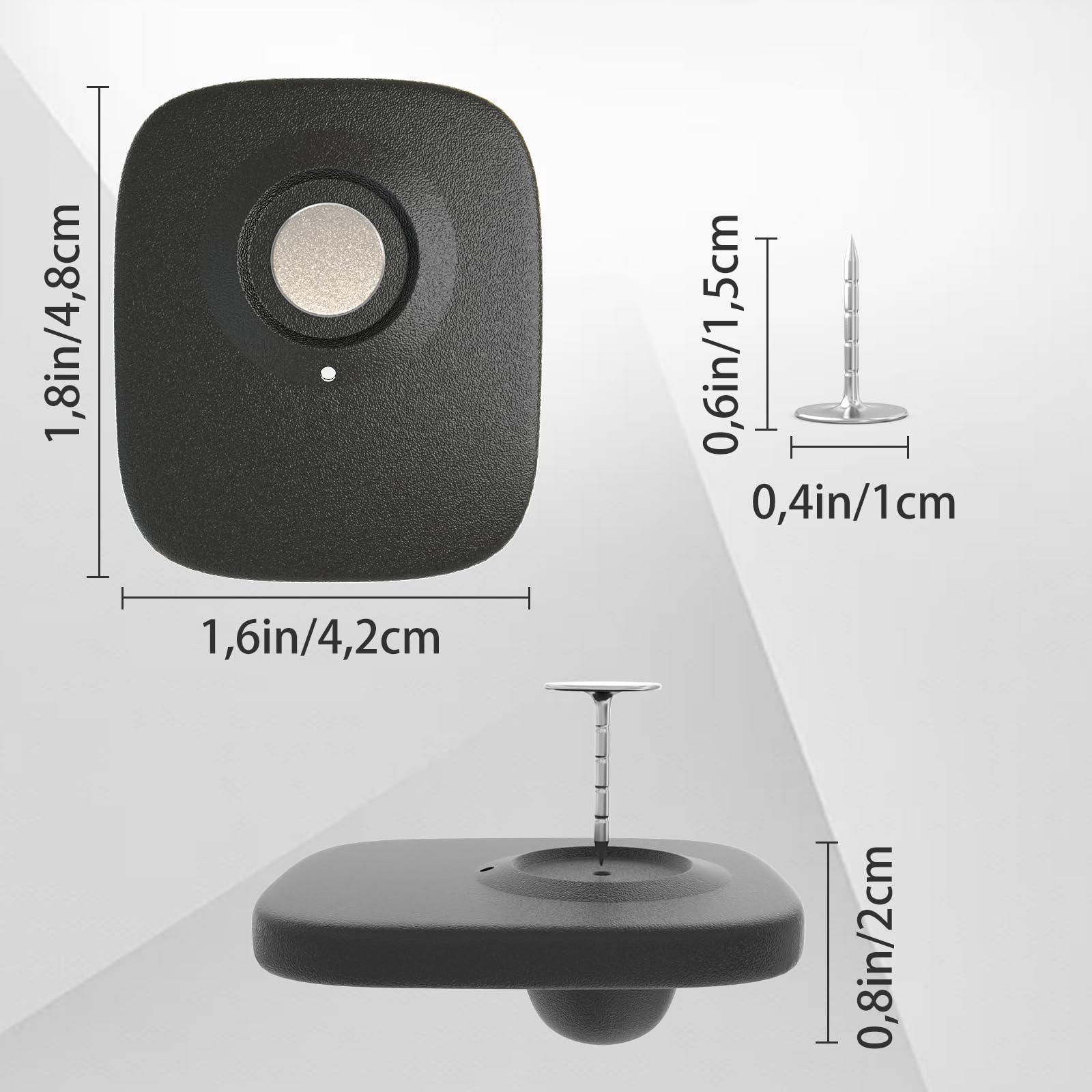 100 etichette antifurto di sicurezza, etichette rigide per negozio con cavo da 150 mm, compatibili RF 8,2 MHz per abbigliamento, scarpe e borse (1,6 × 1,8 pollici) (100)