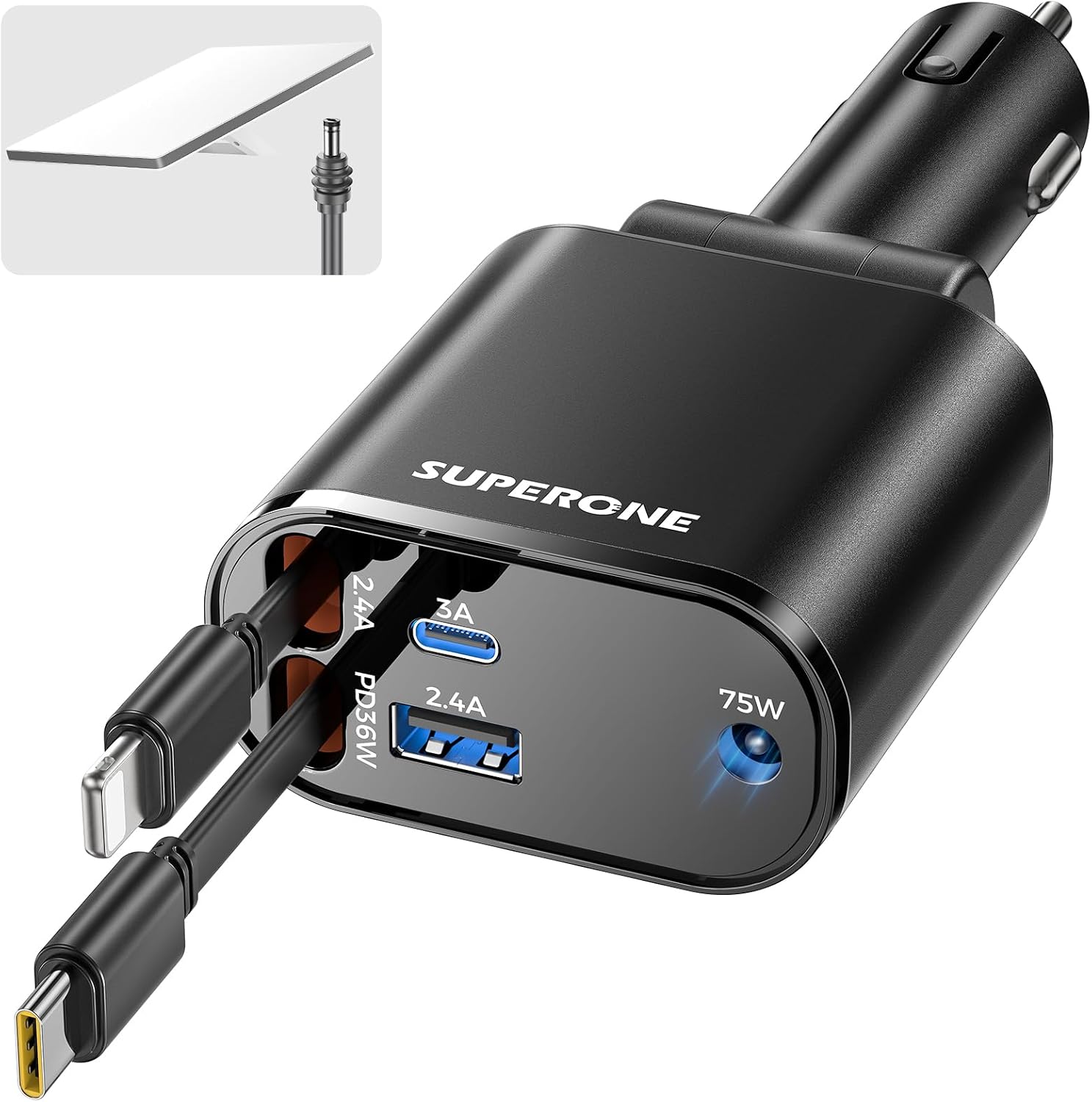 SUPERONE Starlink Mini Car Adapter, 5-in-1 Car Charger with Dual Cables
