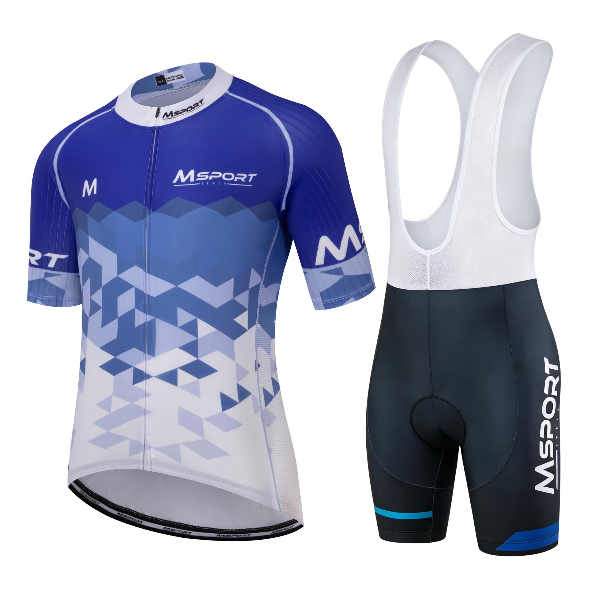 Msport Set Completo Abbigliamento Ciclismo – Maglia + Salopette con Pantaloncini Imbottiti in Gel 5D Antishock - A12 XL