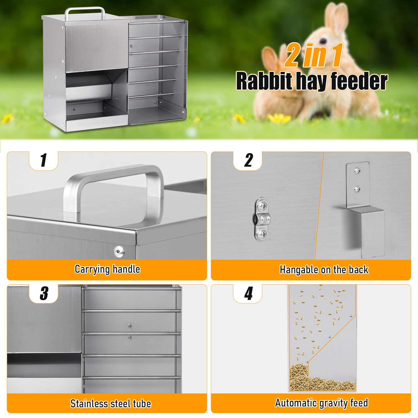 PKNYBZH 2 in 1 Rabbit Hay Feeder with Litter Box,5L Hay Feeder Set and Small Animals Hay Manger for Guinea Pig Chinchilla Bunny Other Small Animals - image 3