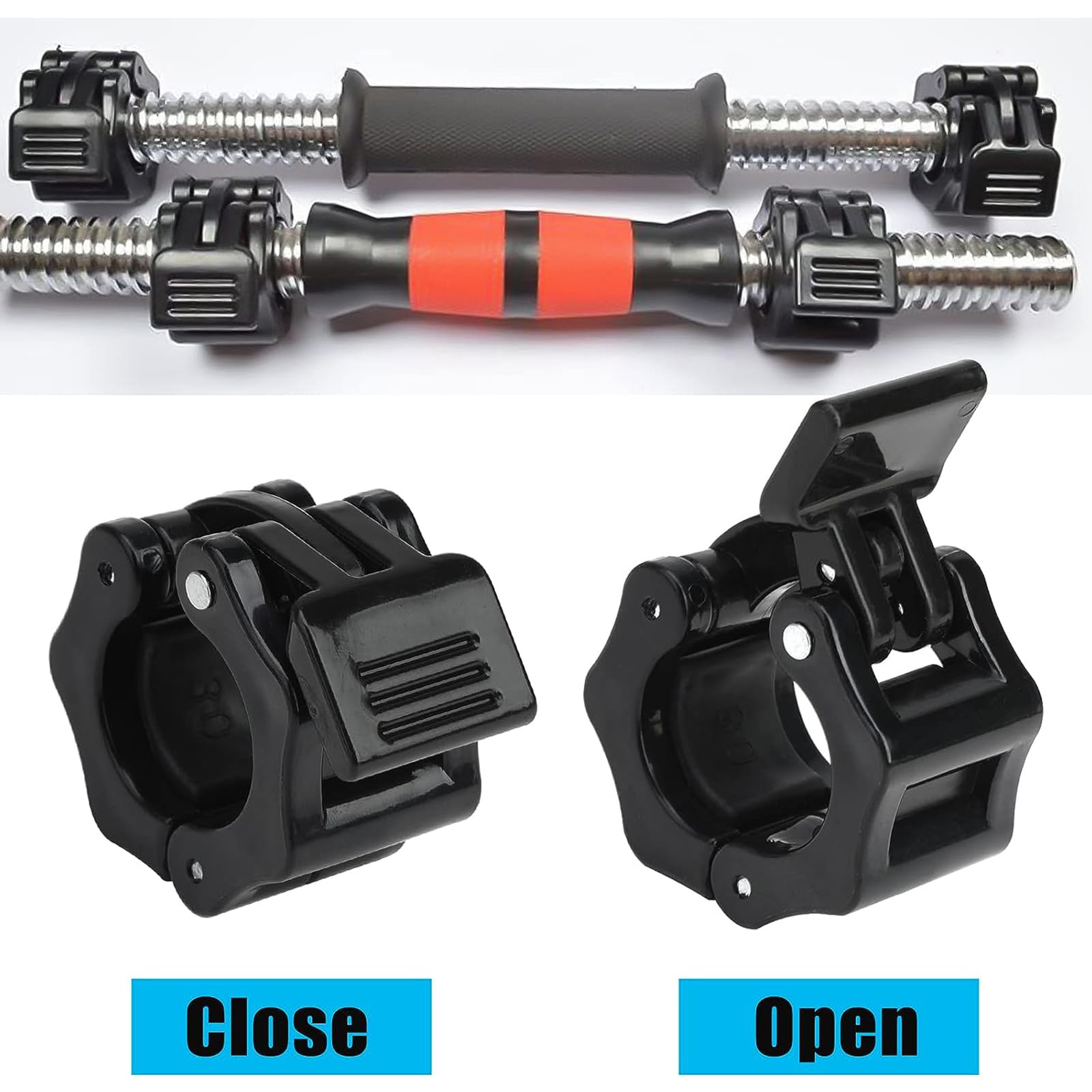 2 Morsetti Per Bilanciere Con Sgancio Rapido - In ABS, Per Sollevamento Pesi, Palestra E CrossFit - Nero - Foto 13