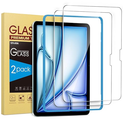 SPARIN 2 Pack Screen Protector for iPad Air 11-inch M3 2025 & M2 2024, (iPad Air 7th/6th Generation), Tempered Glass-Apple Pencil Pro & Case Compatible, Anti-Scratches, High Definition