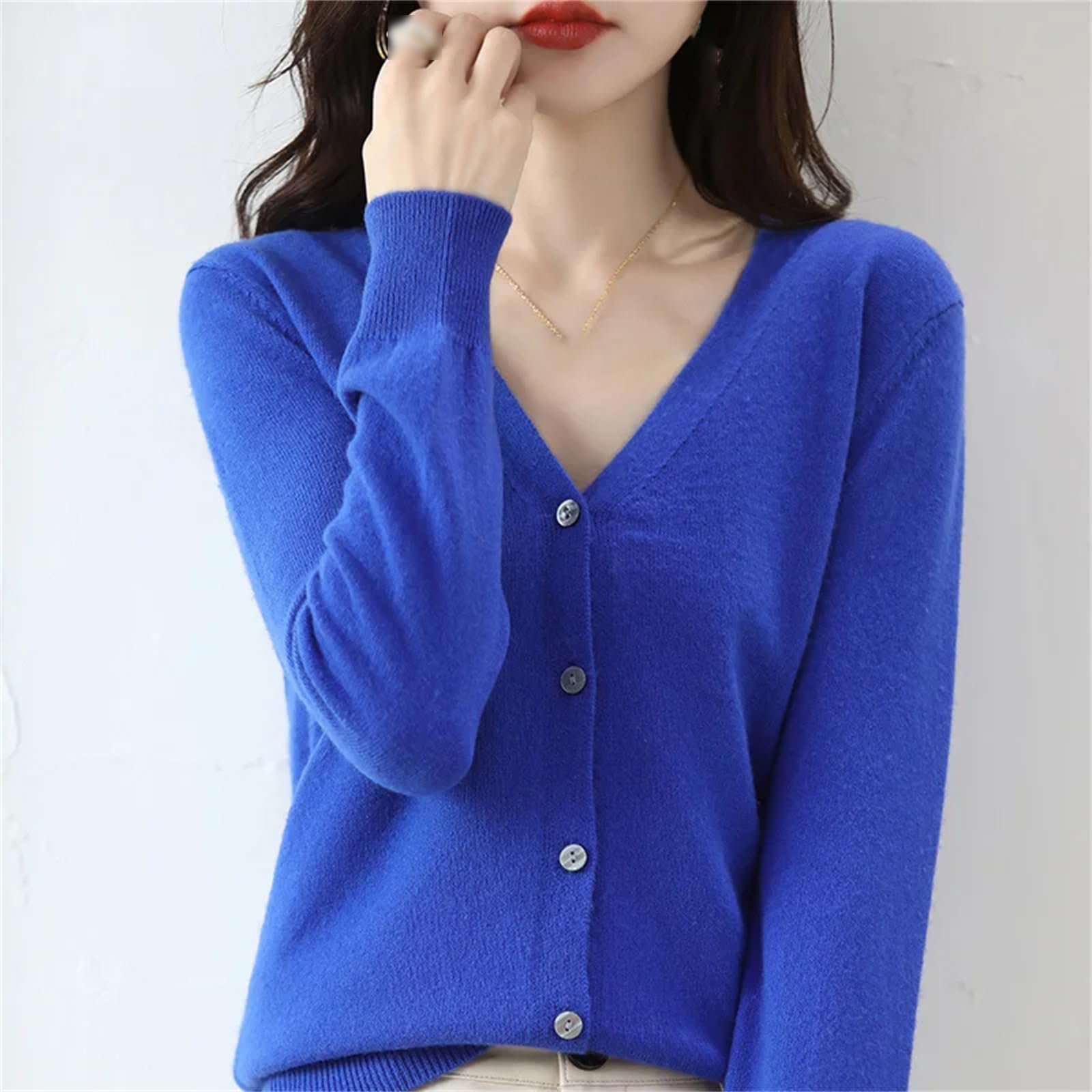Cárdigan De Punto para Mujer, Chaqueta Larga De Manga Larga, Color Sólido, Moda Holgada, Suéter con Cuello En V Y Botones De Un Solo Pecho para Invierno