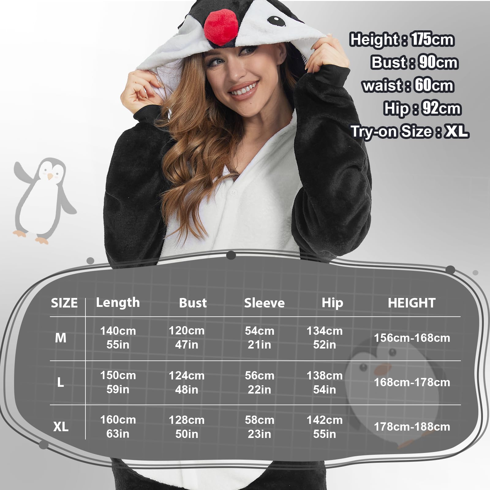 JONRRYIN Piżama Zwierzęta Dorosły Unisex Kombinezon, Zwierzęca Piżama Onesie Kostium, Piżama Kigurumi Anime Sleepwear Kombinezon Cosplay Zestaw na Halloween, karnawał