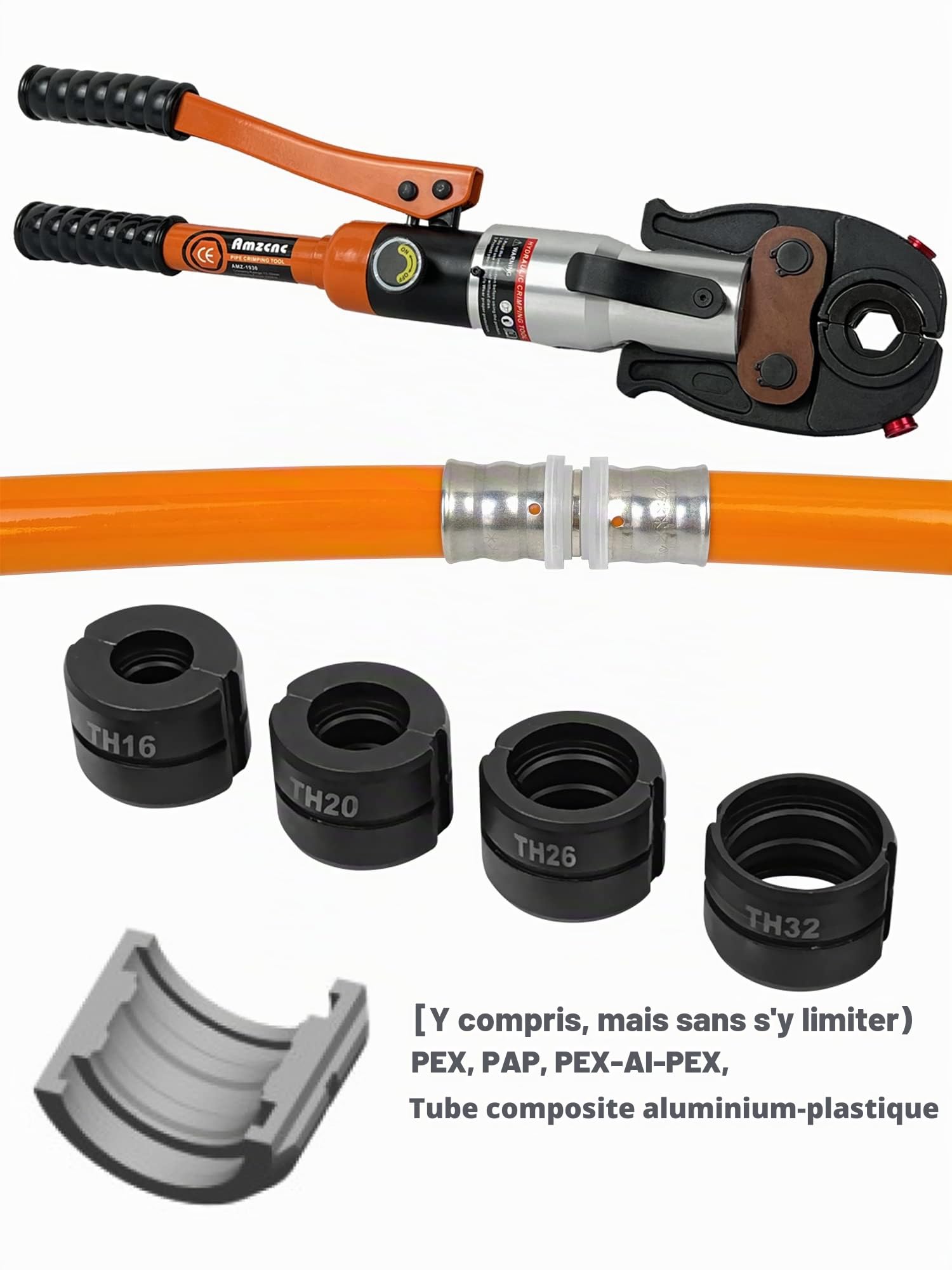 AMZCNC Pince professionnelle avec profil TH et U, pour inserts de mâchoires en aluminium-plastique et tube composite TH16 TH20 TH26 TH32 et U16 U20 U25 U32 incl