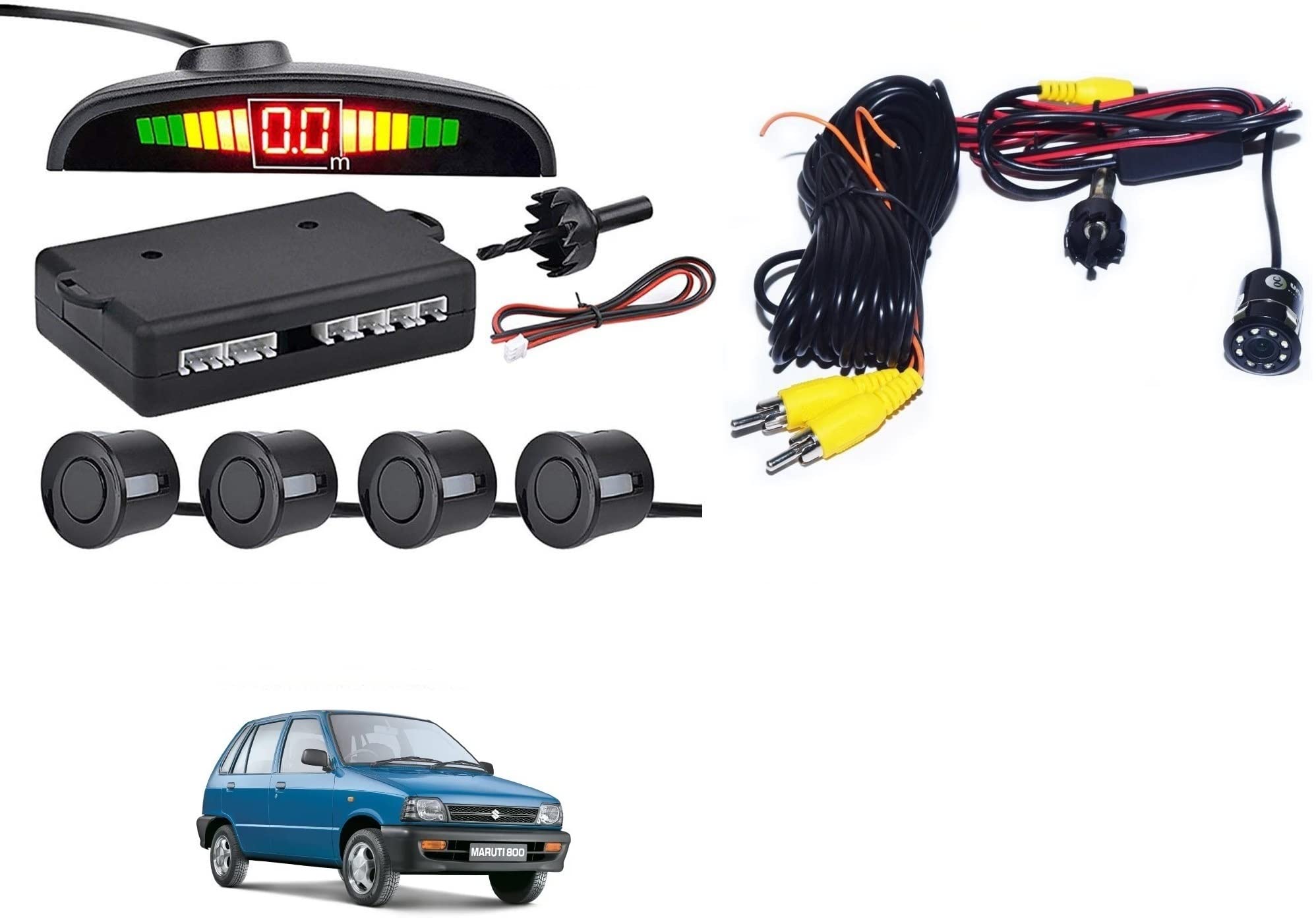 Auto Addict CAR Reverse Parking System Combo Black Parking Sensor with Reverse Parking Camera for Maruti Suzuki 800-image-14